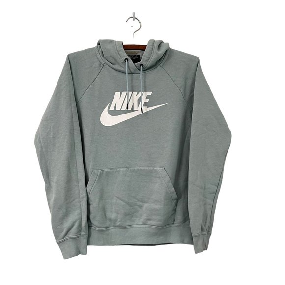 Nike Blue Large Logo Front Pullover Hoodie Sweater Mens Size Small - Picture 1 of 5